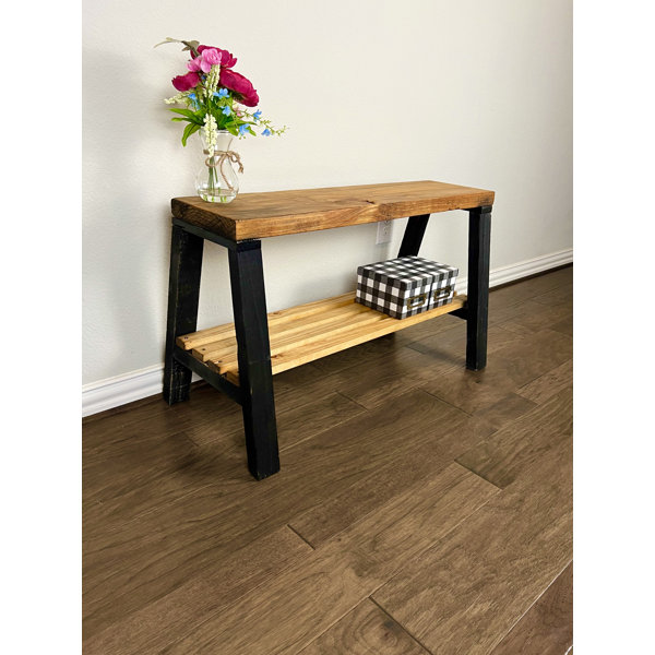 Loon Peak® Daigen Solid Wood Shelves Storage Bench Wayfair
